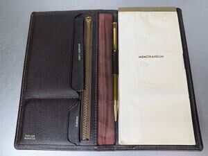 Vintage Leather Billfold Memo Stamp Holder Wallet Multi Use English Morocco